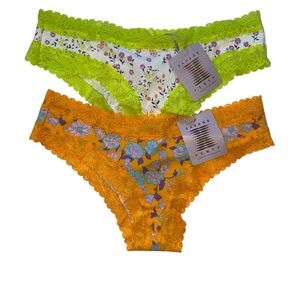 Savage X Fenty Cheeky Floral and Lace Panties Set of 2 size Medium NWT